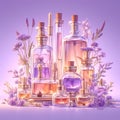 Elegant Perfumes in Glass Bottles with Flower Decor Royalty Free Stock Photo