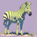 Lime-Green Zebra in Serene Wildscape Royalty Free Stock Photo