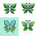 Green leaf butterflies artistic representations Royalty Free Stock Photo