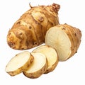 Fresh Sunchoke Vegetable with Whole and Sliced Cross Sections on Transparent Background Royalty Free Stock Photo