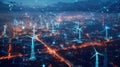 Next-Gen Sustainable Energy Grid. Futuristic energy grid with decentralized power generation, AI-driven load balanc