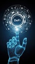 DeFi Technology Futuristic Hand Touching Digital Interface, Decentralized Finance Concept Royalty Free Stock Photo