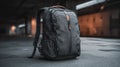 Durable backpack with stylish modern design placed in an industrial setting Royalty Free Stock Photo