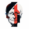 Elegant Geometric Portrait: A Modern Suprematism Illustration