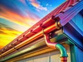 ProfessionalGrade Rain Gutter System with Downpipe and Corner Material A Detailed View of Quality Construction Royalty Free Stock Photo