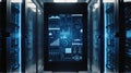 Advanced Digital Interface in Futuristic Data Center Royalty Free Stock Photo