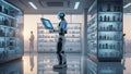 Advanced Robot in a Futuristic Pharmacy Royalty Free Stock Photo