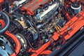 This image showcases the intricate design and mechanical components of a car engine, A detailed illustration of the inside of a Royalty Free Stock Photo