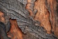 This image showcases the intricate and fascinating texture of a trees bark up close., A rough texture of a tree\'s bark, AI