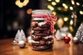 chocolate mini cookies in jar