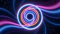 Neon Cosmic Vortex: A Dynamic Light Sculpture Royalty Free Stock Photo