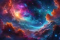 cosmic light art in the dark of night celestial star dust and clouds background colorful gen ai