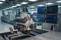 High-Tech Automotive Engine Testing Facility with Advanced Equipment Royalty Free Stock Photo