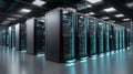 Enterprise Cloud Data Center Infrastructure with Server Racks and Modern High Performance IT Environment Royalty Free Stock Photo