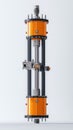 This image showcases a modern hydraulic cylinder with vibrant orange detailing emphasizing industrial design and engineering Royalty Free Stock Photo