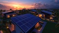 Sustainable Living: Modern Multifamily Homes with Photovoltaic Cells for Eco-Friendly Living Royalty Free Stock Photo