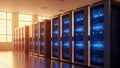 Server Room Data Center Modern Network and Cloud Computing Royalty Free Stock Photo