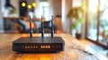 High-Tech Home Router for Secure Networks and Online Communication: Wide Banner with Copy Space