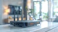 High-Tech Home Router for Secure Networks and Online Communication: Wide Banner with Copy Space