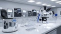 Laboratory Equipment Microscope, Centrifuge, and Analyzers Royalty Free Stock Photo