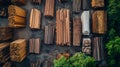 This image showcases the organized stacks of lumber in a timber yard symbolizing construction raw materials building industry Royalty Free Stock Photo