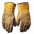 Worn Yellow Work Gloves for Construction and Heavy-Duty Tasks with Grimy Texture Royalty Free Stock Photo