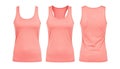 Peach Tank Top Mockup - Front, Racerback, and Back Views Royalty Free Stock Photo