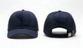 Navy Blue Baseball Cap Front and Back Views Isolated on White Royalty Free Stock Photo