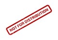 Red Distressed Rectangular Rubber Stamp Featuring the Phrase Not For Distribution on White Background Royalty Free Stock Photo