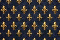Elegant Gold Fleur-de-lis Pattern on Dark Blue Background Royalty Free Stock Photo