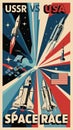 Cold War Space Race Iconic USSR vs USA Rockets and Shuttles in Historic Competition Royalty Free Stock Photo