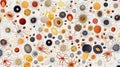 Seamless pattern of bacteria on white background