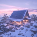 Cozy Mountain Cabin at Sunset Royalty Free Stock Photo