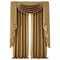 Elegant beige curtains with a decorative swag and tailer drape design Royalty Free Stock Photo