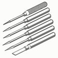 Set of Six Precision Screwdrivers with Textured Handles for Electronics Repair and DIY Projects Royalty Free Stock Photo