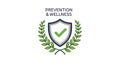 Prevention and Wellness emblem featuring a checkmark and laurel branches Royalty Free Stock Photo