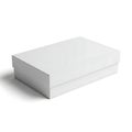 A pristine white rectangular box with a lid, standing alone against a plain background Royalty Free Stock Photo