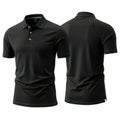Black polo shirt mockup displayed from front and back views on transparent background Royalty Free Stock Photo