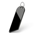 A Sleek Black Rectangular Keychain Tag with a Metal Ring on a White Background key fob accessory Royalty Free Stock Photo