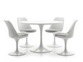 Modern white dining set with tulip table and chairs Royalty Free Stock Photo