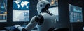 Advanced AI Robot in a High-Tech Control Room Royalty Free Stock Photo