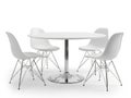 Modern round dining set with four white chairs Royalty Free Stock Photo