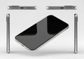 Modern smartphone in various angles isolated on white background Royalty Free Stock Photo