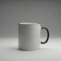 Minimalist white mug with black handle on a plain background Royalty Free Stock Photo