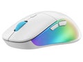 A modern wireless mouse with vibrant, multicolored led lighting on a white background Royalty Free Stock Photo