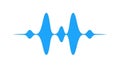 Vibrant blue sound wave visualization on white background illustrating audio frequency patterns and dynamic waveform energy Royalty Free Stock Photo