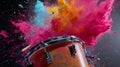 Snare Drum exploding with colored dust