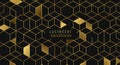Seamless elegant black and gold cube geometry Royalty Free Stock Photo