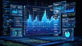Futuristic Data Visualization with Glowing Blue Charts for Business Analysis and Technology â AI Generated Illustration Royalty Free Stock Photo