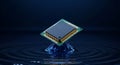 Advanced microchip processing unit representing cutting-edge digital technology and future computing power Royalty Free Stock Photo